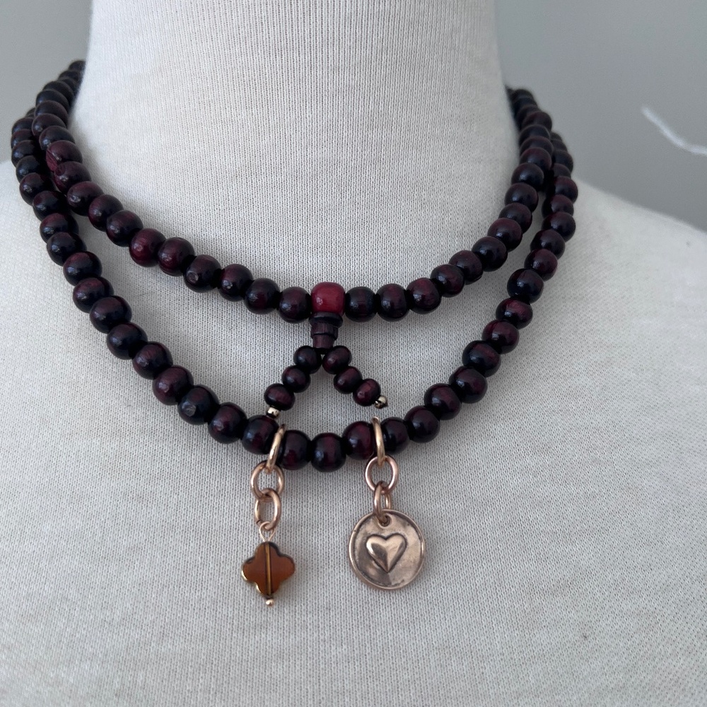 Katia Designs Boho Wrap Bracelet/Necklace Red Brown Beads